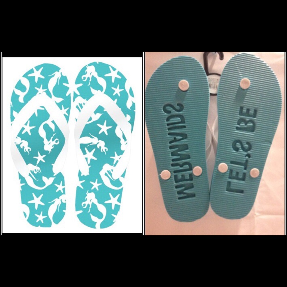 Let’s be mermaids flip flops NWT Sizes 5 to 8